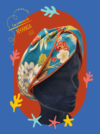 Accessoire textile pour cheveux, fait main par Nyanga Inspirations