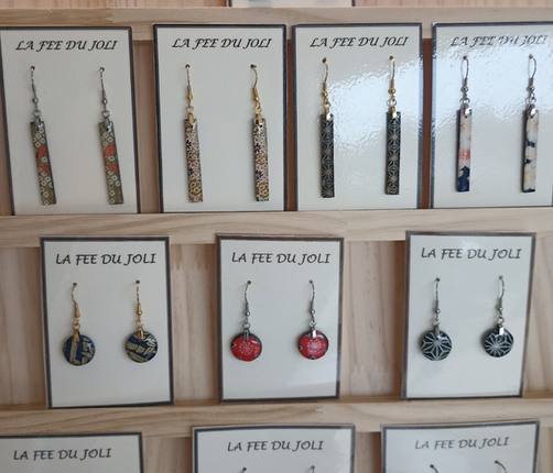 boucles oreilles en papier japonais