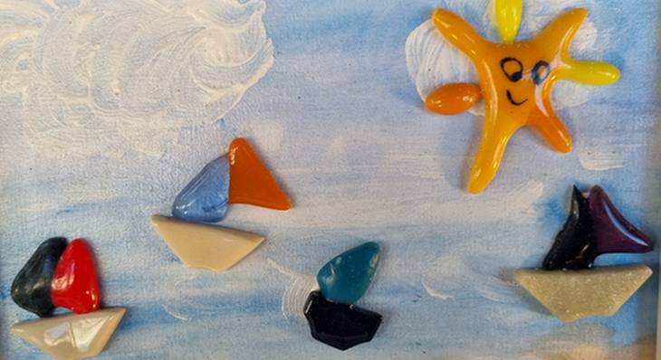 Tableau pour chambre d'enfant, peinture et émaux, fait par la créatrice les perles de Marie