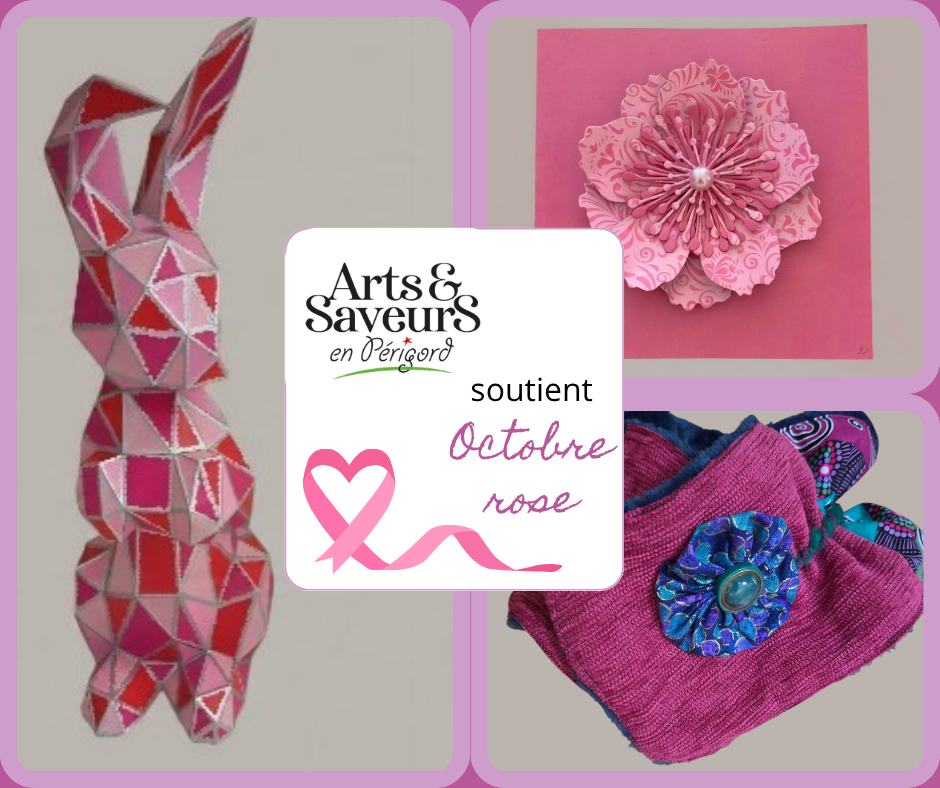 des créations artisanales roses , un lapin en origami, une carte avec une fleur en papier, un cache cou